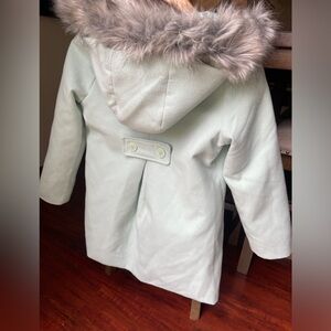 Cat & Jack Mint Green Hooded Coat with Faux Fur